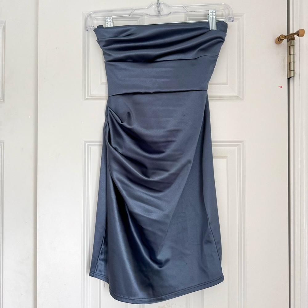 windsor blue satin mini dress